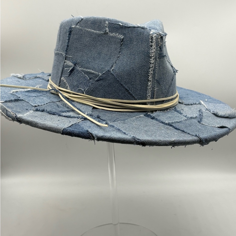 Distressed Patchwork Denim Rancher - Picture 3 of 7